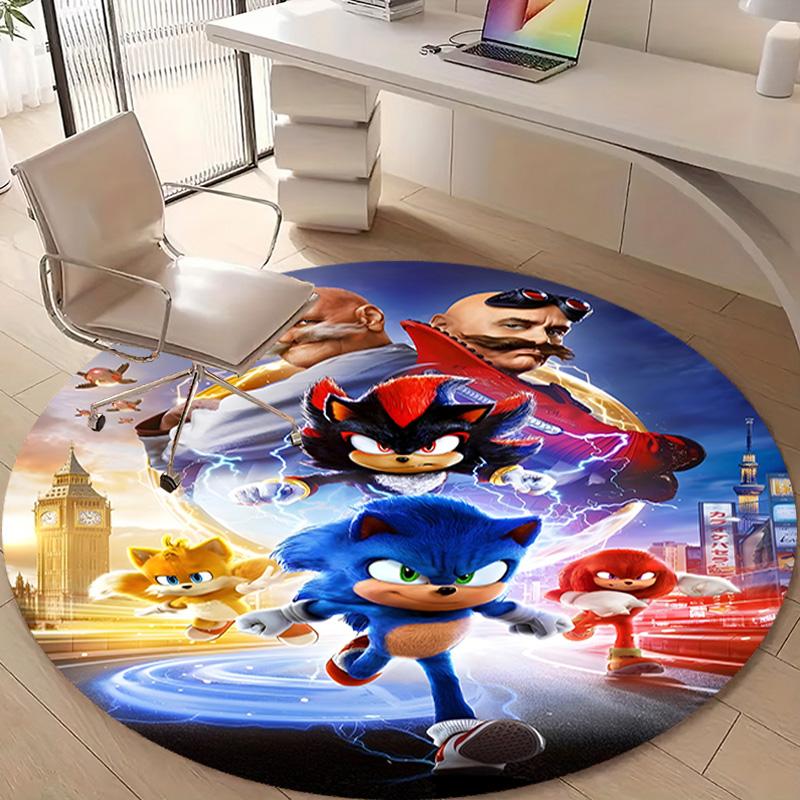 1pc Sonic1 Design Printed Area Round Carpet for Bedroom Living Room Home Decor Rugs Mat Non Slip Mat Rug for Bedside