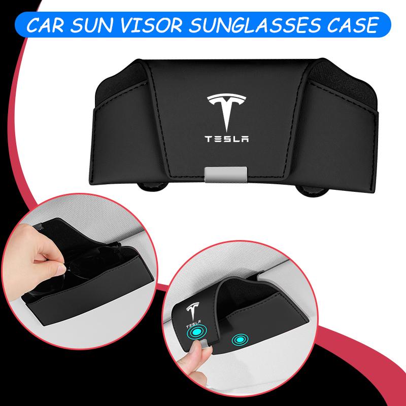 Magnetic Car Visor Glasses Holder Sunglasses Storage Box Interior For Tesla Model 3 Model S Model X Model Y Roadster Bonina C