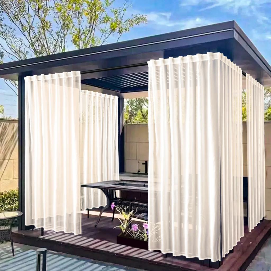 1PC Waterproof Outdoor Curtains Lightweight Semi-Transparent Partition Curtain Perfect for Living Room Porch and Pergola Decor