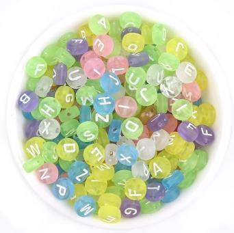 100/200Pcs Mixed Color Letters Acrylic Beads Round Flat Alphabet Loose Spacer Beads For Jewelry Making DIY Bracelet Accessories