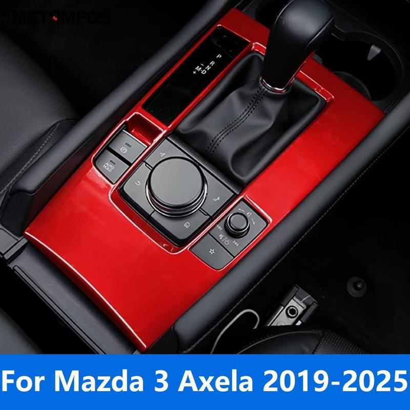 Center Console Gear Shift Box Panel Cover Trim For Mazda 3 M3 Axela - 2024 2025 Carbon Fiber Interior Car Accessories