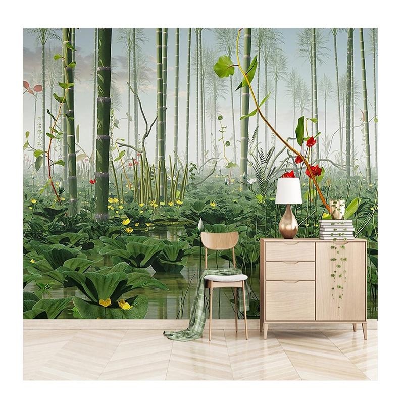 

Photo Wallpaper 3D Lotus Bamboo Forest Landscape Mural Living Room Bedroom Background Wall Mural 200 cm(W) x 140 cm(H)