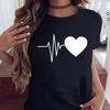 New Wounisex T Shirt Cute Than Heart Printed T-Shirt Fashion Love Heart Loose Short Sleevs Round Neck T-Shirt Casual Female Tops