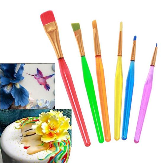 6Pcs Multipurpose Fondant Cake Decorating Pens Cream Color Toning Brushes Tool