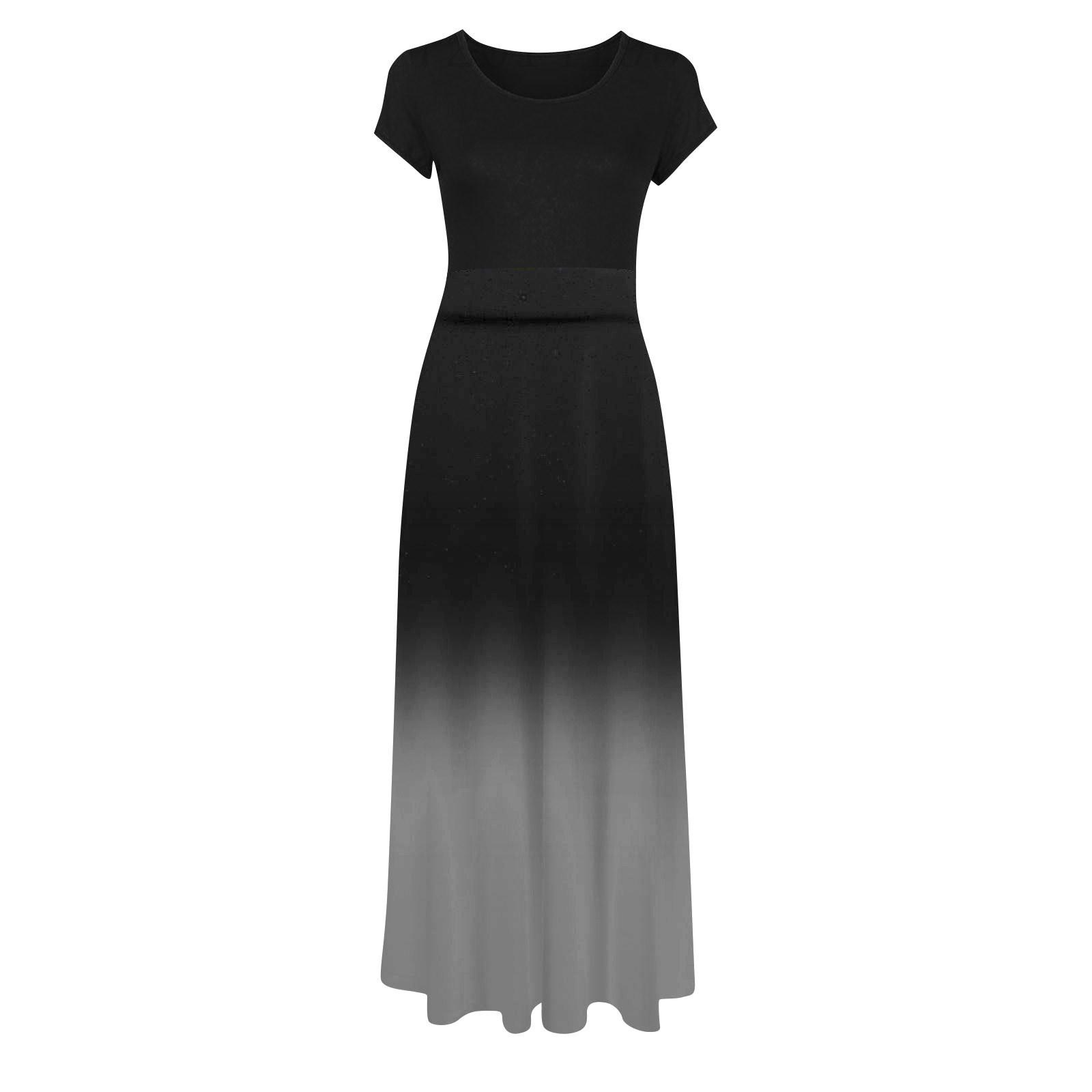 Женская летняя модная повседневная винтажная макси-юбка с круглым вырезом и коротким — фото 4