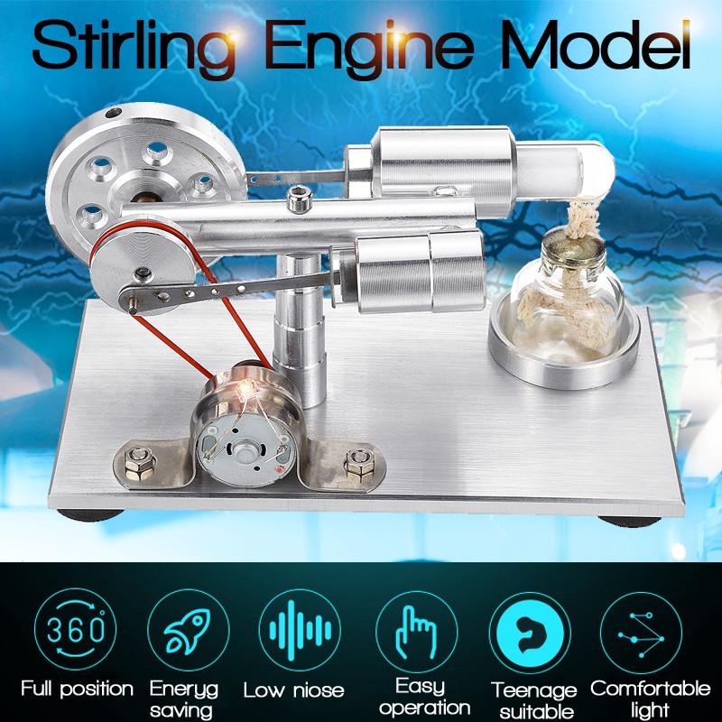 Double-cylinder Hot Air Stirling Engine Model With Light School Demonstration Educational Toy Science Kid DIY Experiment