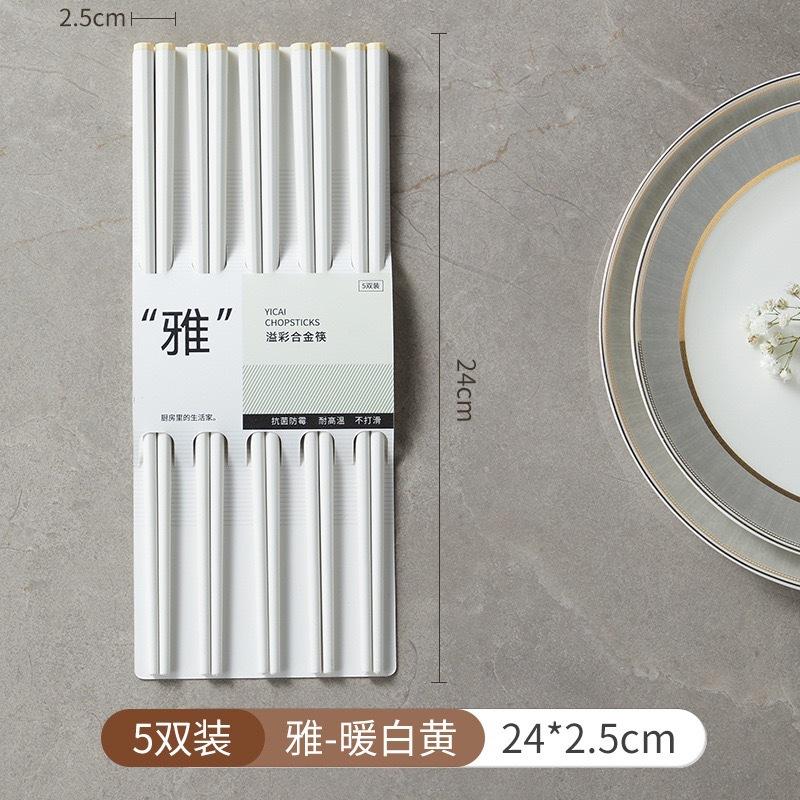 5 Pairs Alloy Chopsticks Food Grade Material High Temperature Resistant Healthy Anti Slip Mold Resistant Household Tableware