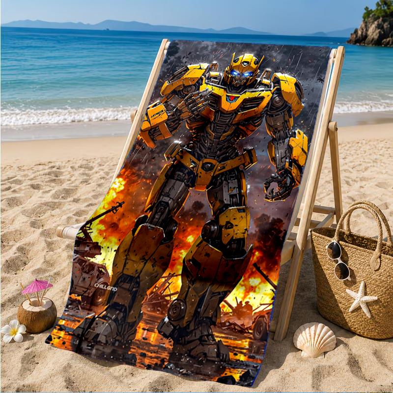 Car robots Battle Beach Towel, Super Soft Microfiber, Perfect Gift for Her/Him, Birthday, for Pool, Beach, Travel, Decor Beach Party