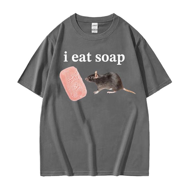 I Eat Soap Funny Cute Rat Meme Graphic Tee Shirt Unisex Womens Summer Casual Humor T Shirt Fashion Kawaii 100 Cotton Tshirt Tops