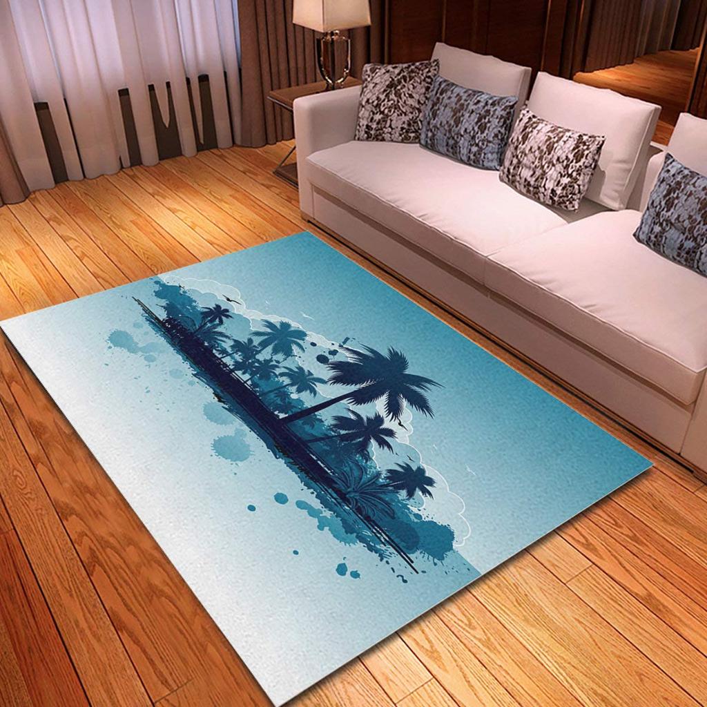 Hawaiian Beach Palm Tree Carpet Ocean Beach Area Rug Tropical Sea Sunset Floor Mat Living Room Home Indoor Mat Bathroom Doormat