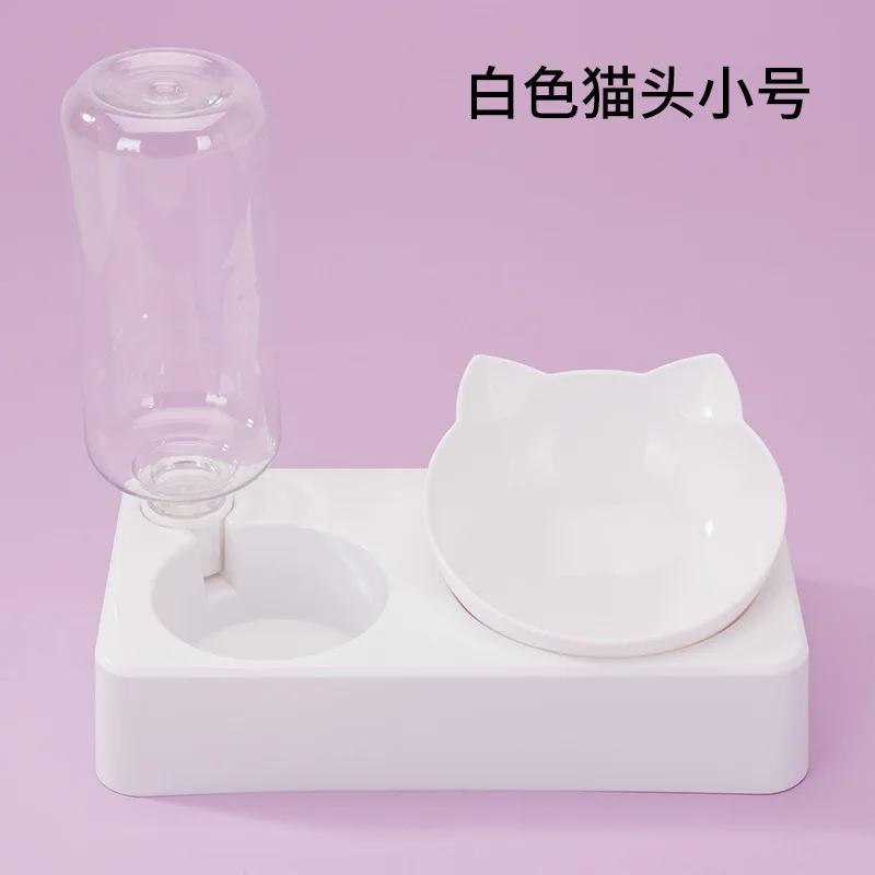 

Cat Double Bowl Automatic Drinking Water Food Basin Dog Bowl Anti-knock Rice Basin Pet Supplies