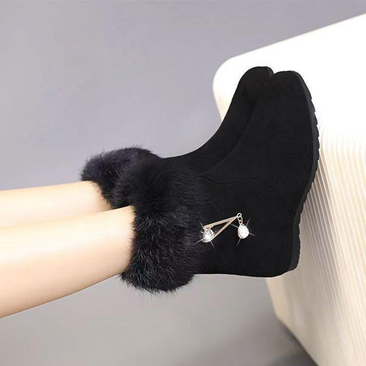 New short plush snow boots winter plush short boots inner height increase warm plush cotton shoes
