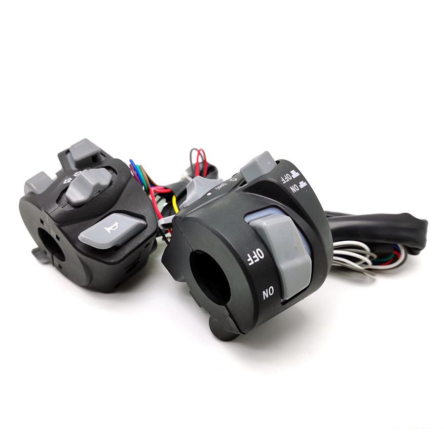 Pair 7/8" Motorcycle Handlebar Switch Assembly Indicator Start Button w/ Light