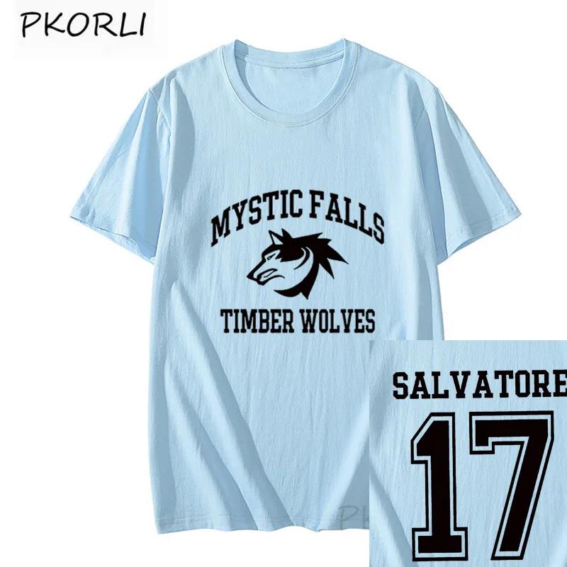 

Дневники вампира Футболка Женская Винтаж Мистик Фоллс Сальваторе 17 Женская одежда Лето Аниме Одежда Оверсайз Уличная одежда 4XL