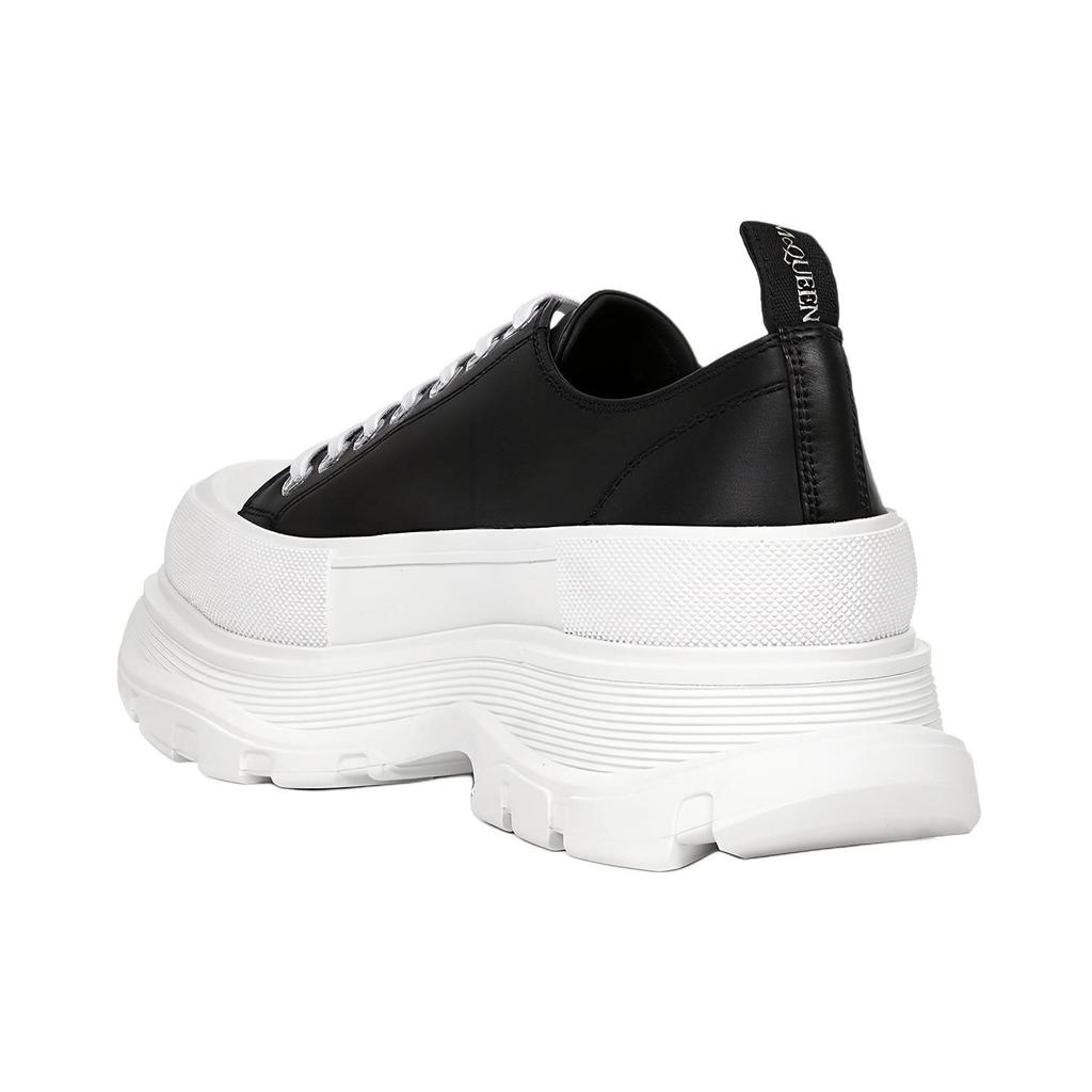 Alexander McQueen Tread Slick Low Lace Up Black Leather White 627225WHZ621071