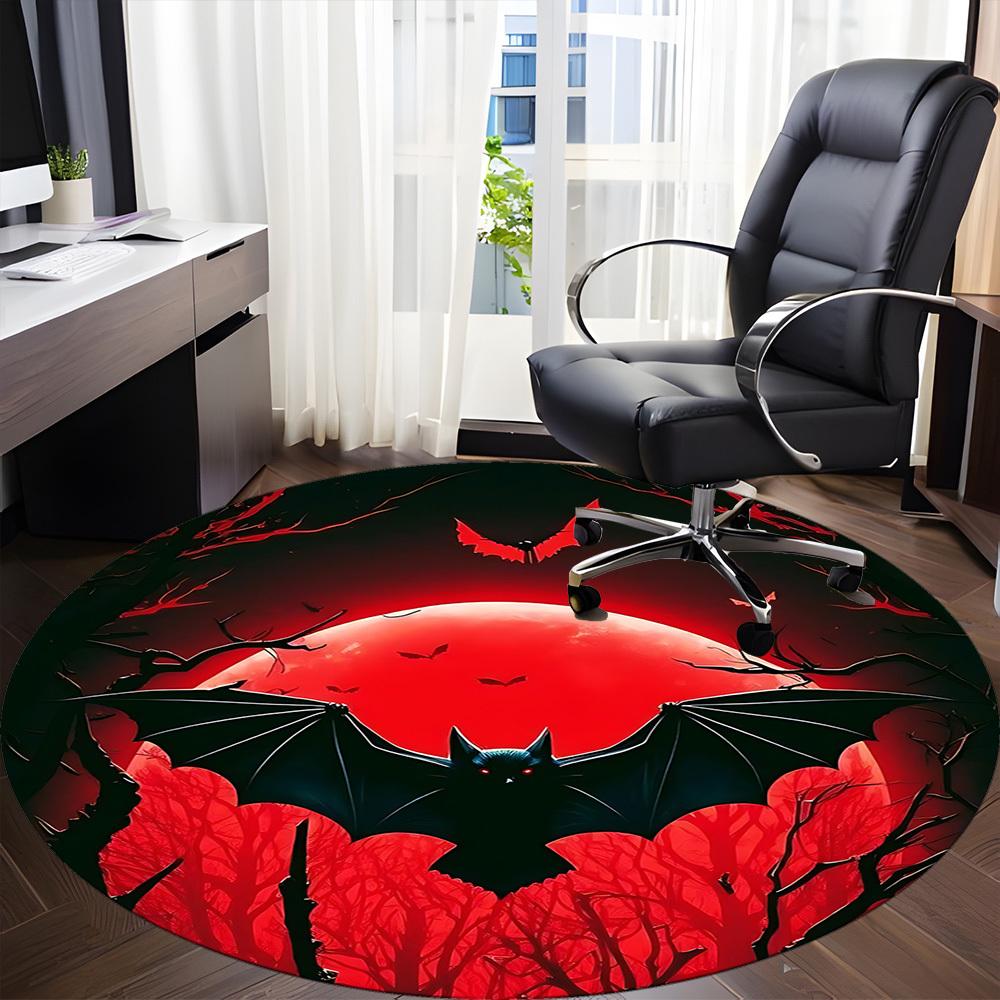 1pc Moonlight Bats Office Round Area Rug, Under Office Chairs Bedroom Living Room Home Decor, Room Deco, Available In Various Sizes