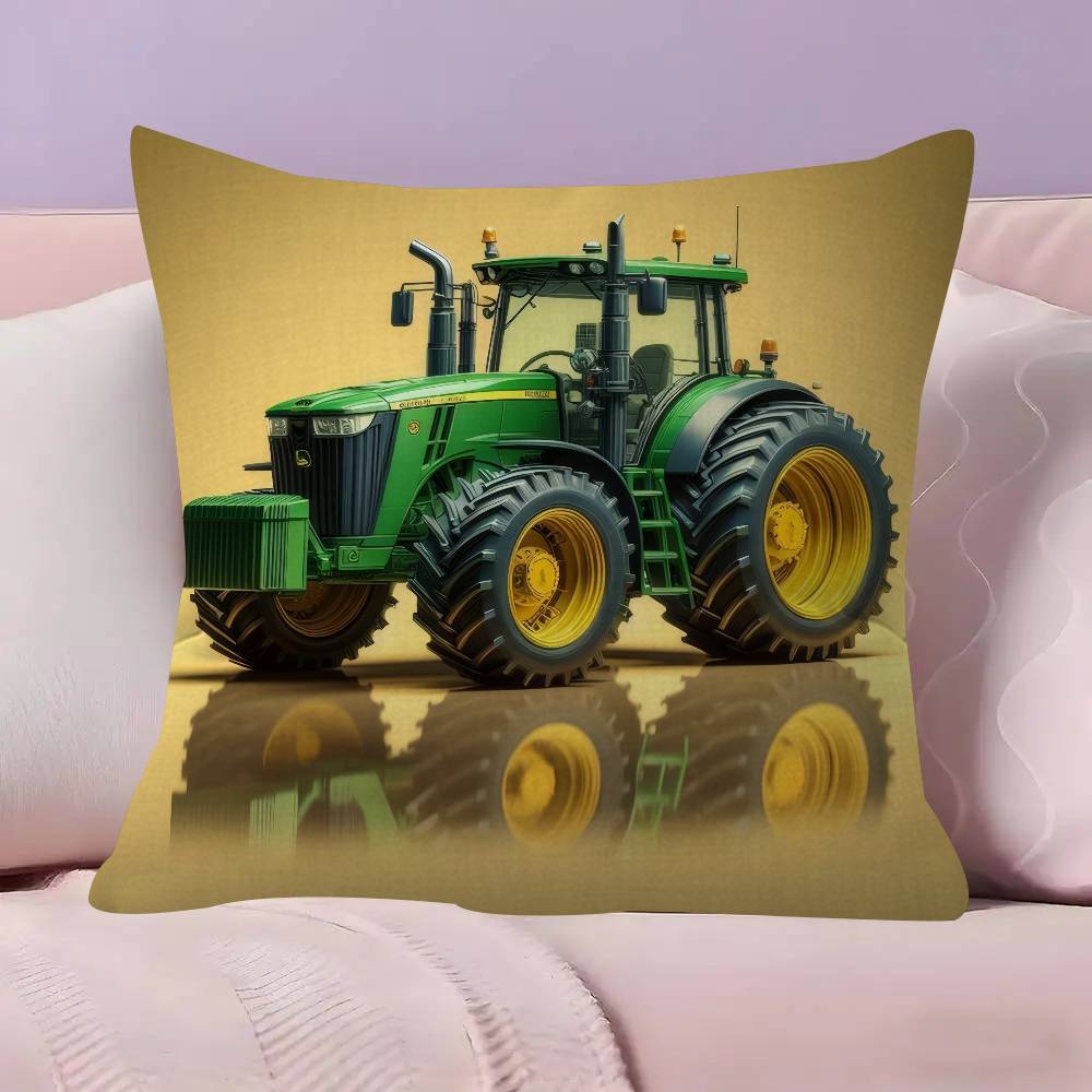 Car Tractor Decorative Double-sided Printed pillow cover Short plush Suitable living rooms bedrooms sofas throw cushion cover