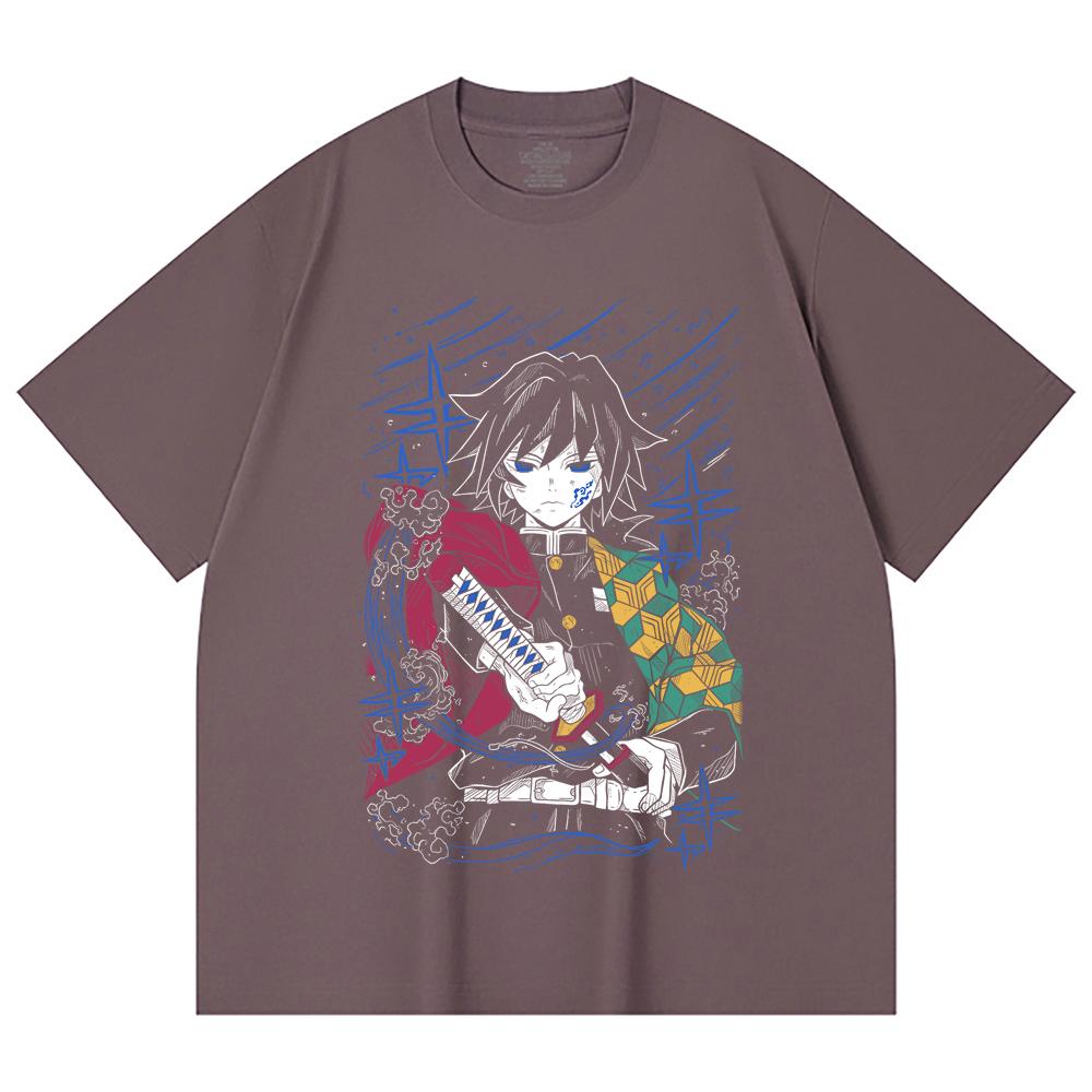 230 Gsm 100% Cotton Demon Slayer V47 Tomioka Print Unisex Heavy Cotton T Shirt