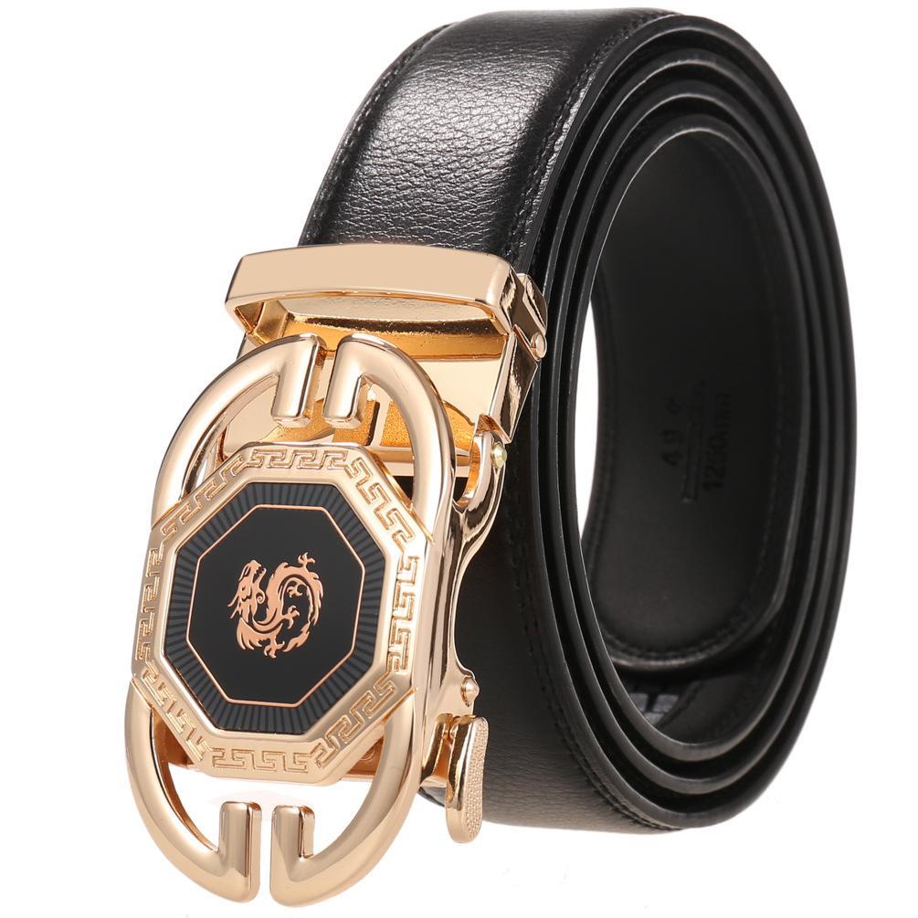 1Pcs Casual Men'S Belt Two-Layer Cowhide, Personalized Trend Automatic Buckle Belt Cowhide Belt Ly36-33538-1