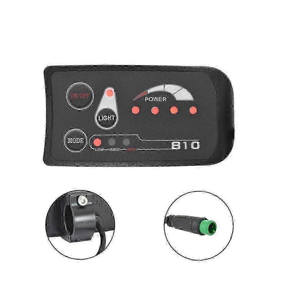 36V Waterproof LED Power Display Panel for Electric Bike - 22.2mm Handlebar, ABS/Metal, 5PIN Black (Boost Function, Battery Indicator)