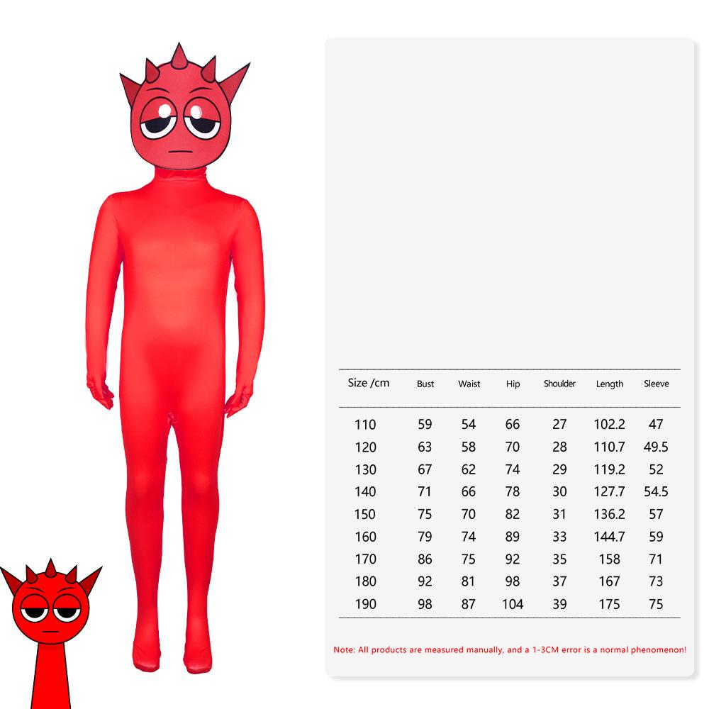Non-Toxic Sprunki Adult Kids Cosplay Costume Monster Horror Game Jumpsuit Carnival Party Role Play Child Children Costume Gift