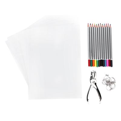 DIY Shrinky Art Paper Set HandMade Keychain Colored Pencil Hand Punch Craft Tool