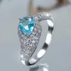 Ins Burst Full of White Diamond Water Drop Sea Blue Zircon Ring, Shining Exquisite Temperament Ring