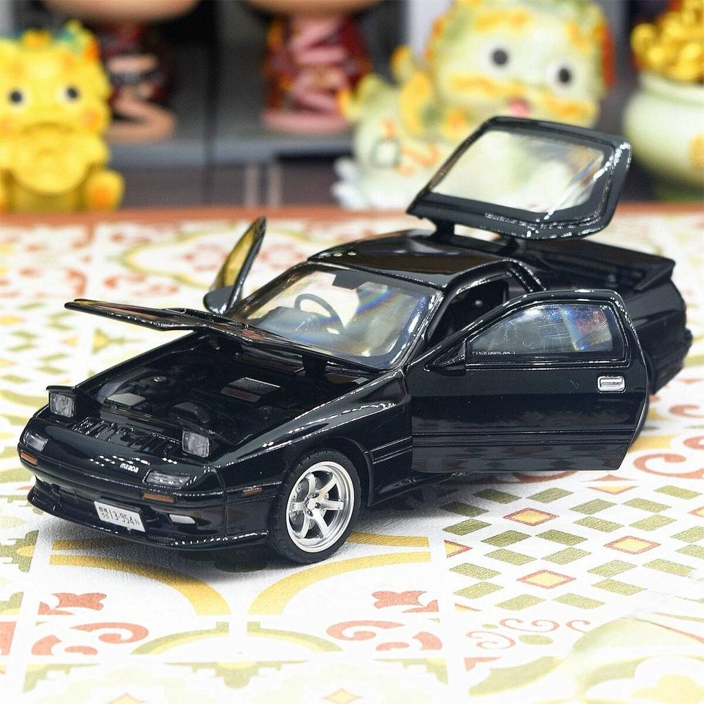 Initial D JDM Mazda RX-7 FC3S Supercar Simulation Diecast & Toy Vehicles Sounds & Light Pull Back Car 1:32 Alloy Model