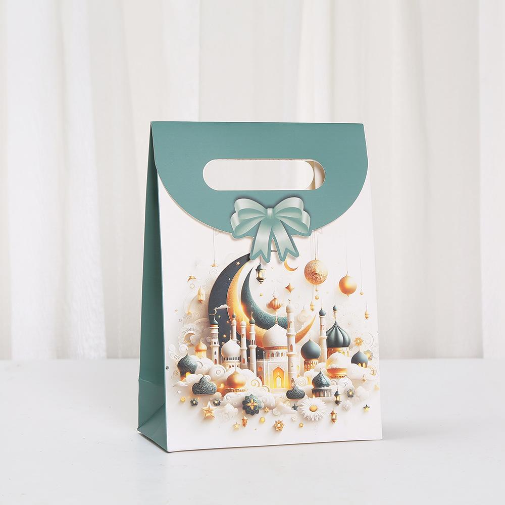 20pcs Eid Ramadan Islamic Gift Paper Tote Bags Mosque Designs Goodie Bags for Favors Shopping and Gifting Packaging