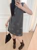 Women's Wool Blend Sleeveless Vest Dress with Firework Embroidery A-line Skirt - Spring Style S1QZ010
