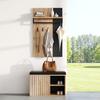 Shoes Organizer Shoe Bench Entryway Furniture 2-Door Cabinet with Back Panel Featuring 3 Hooks Black And Natural Finish Dimensions: W70/D36/H146cm