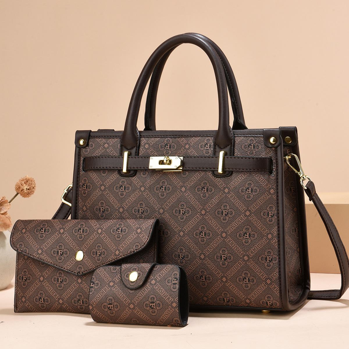 

Latest Printed All-in-one Bag Style Temperament Mom Bag Big Capacity Single Shoulder Crossbody Middle-aged Handbag ，