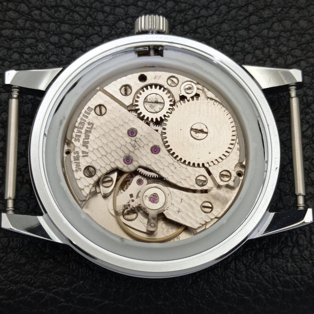 HAND-WINDING VINTAGE MONTINE SWISS MENS REFURBISHED BLACK DIAL WATCH A441077-1