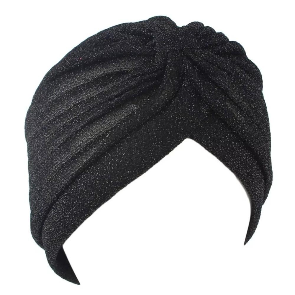 Comfortable Shiny Hijab Caps Elastic Wrap Style Islamic Headband Breathable Soft Polyester Head Wrap Cap Hair Loss
