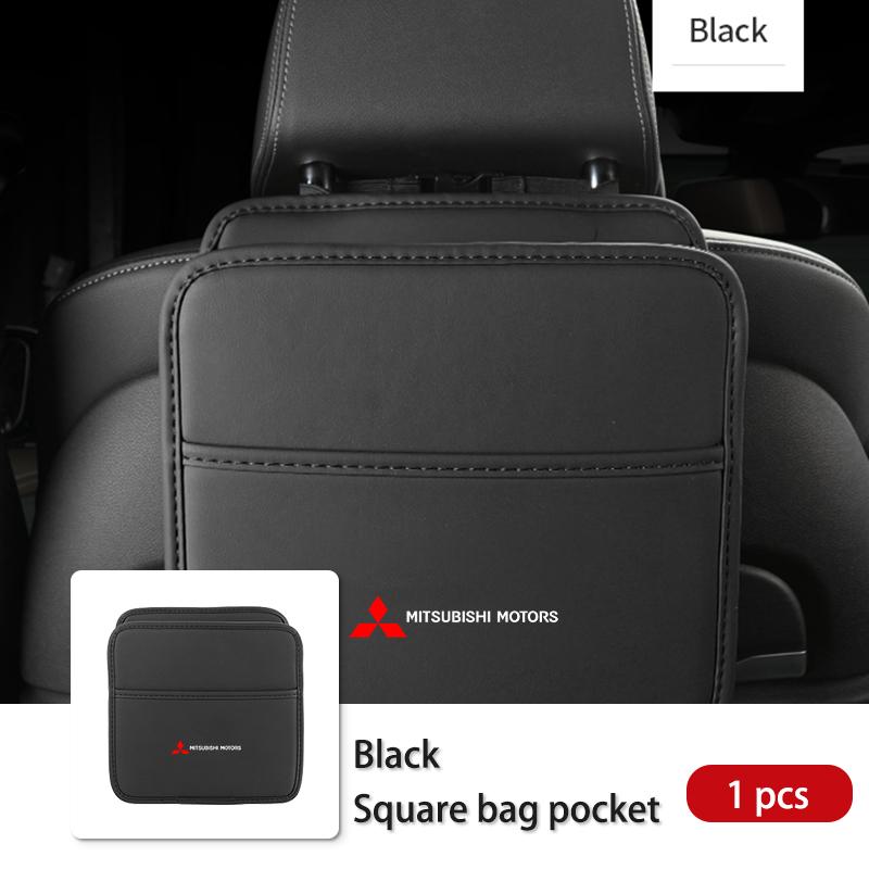 Car Logo Seat Back Storage Leather Multifunction Hanging Box Accessories For Mitsubishi Lancer ASX Pajero Mirage Attrage Xpander