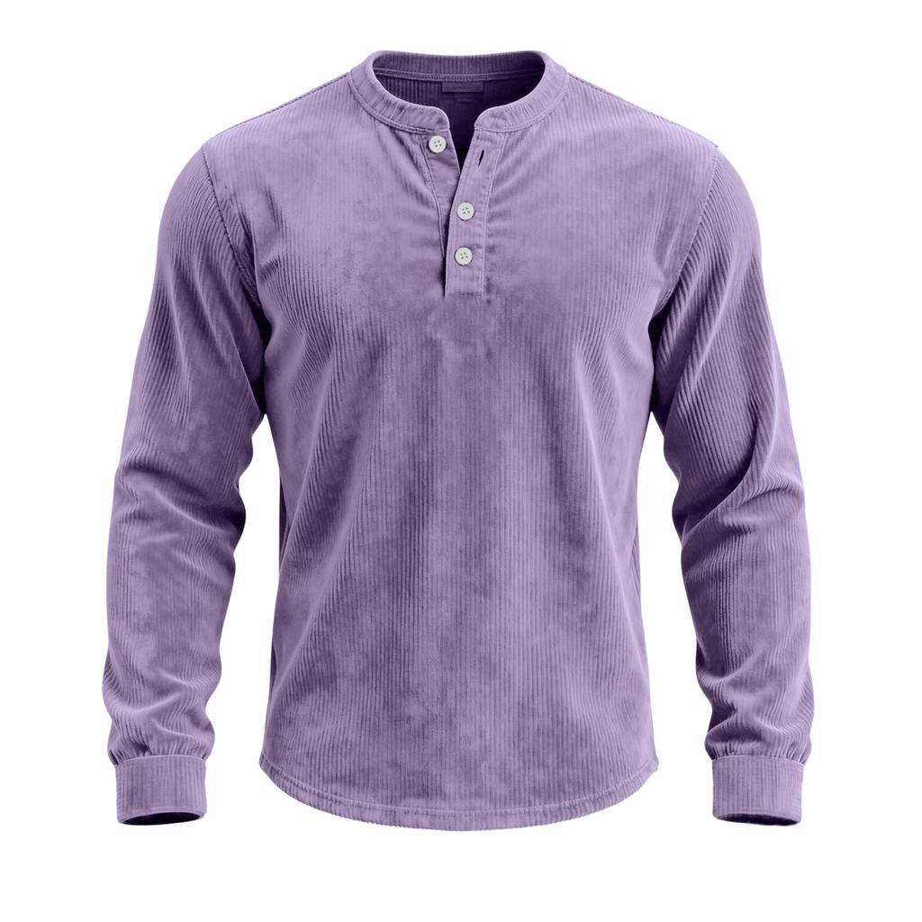 Men's Relaxed-Fit Button-Down Collar Corduroy Pullover Long-Sleeve Top