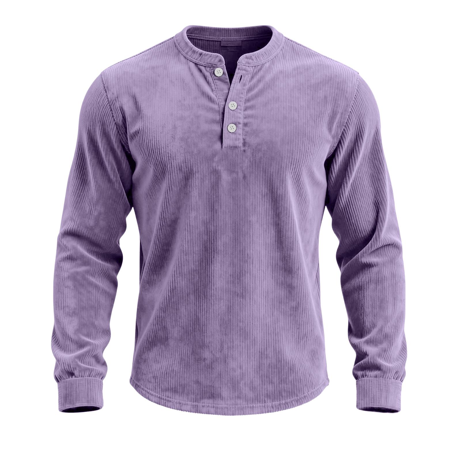 

Men s Relaxed-Fit Button-Down Collar Corduroy Pullover Long-Sleeve Top L фіолетовий