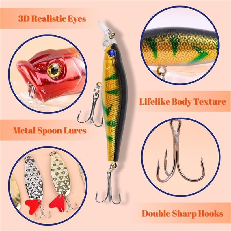 Fishing Tackle Advent Calendar Blind Box Fishing Lures Set Tackle Box with Fishing Accessories for Fishing Enthusiasts