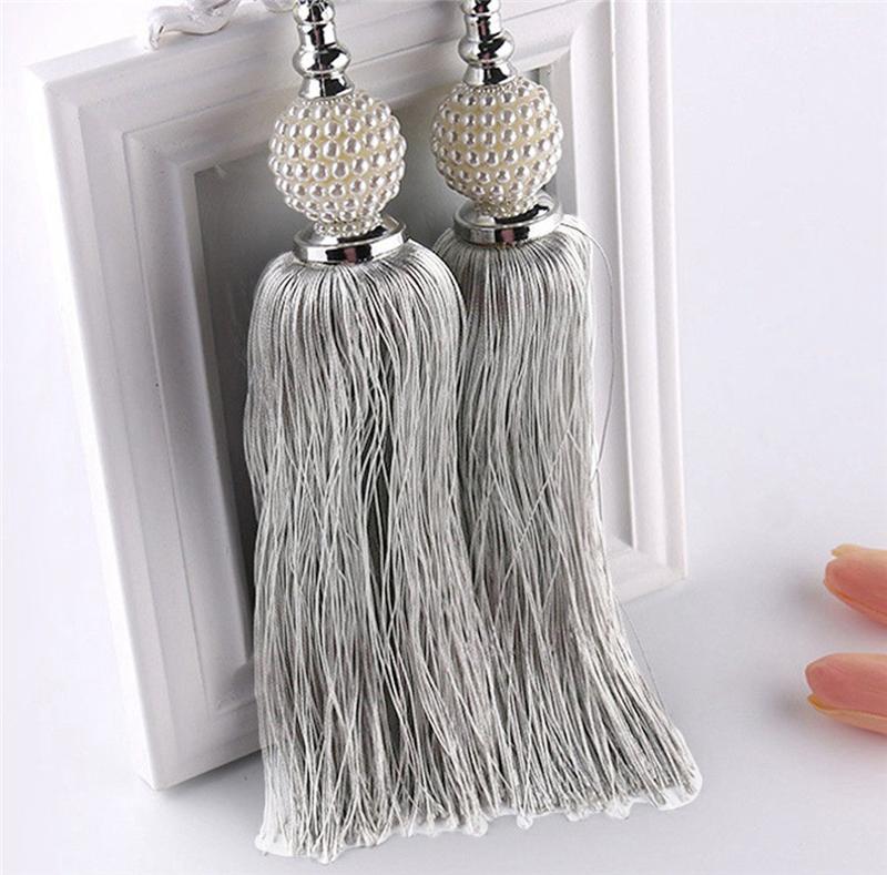 1PCS Chinese Classical Style pearl Double Ball Curtain Hanging Ball Tassel Binding Rope Curtain Decoration