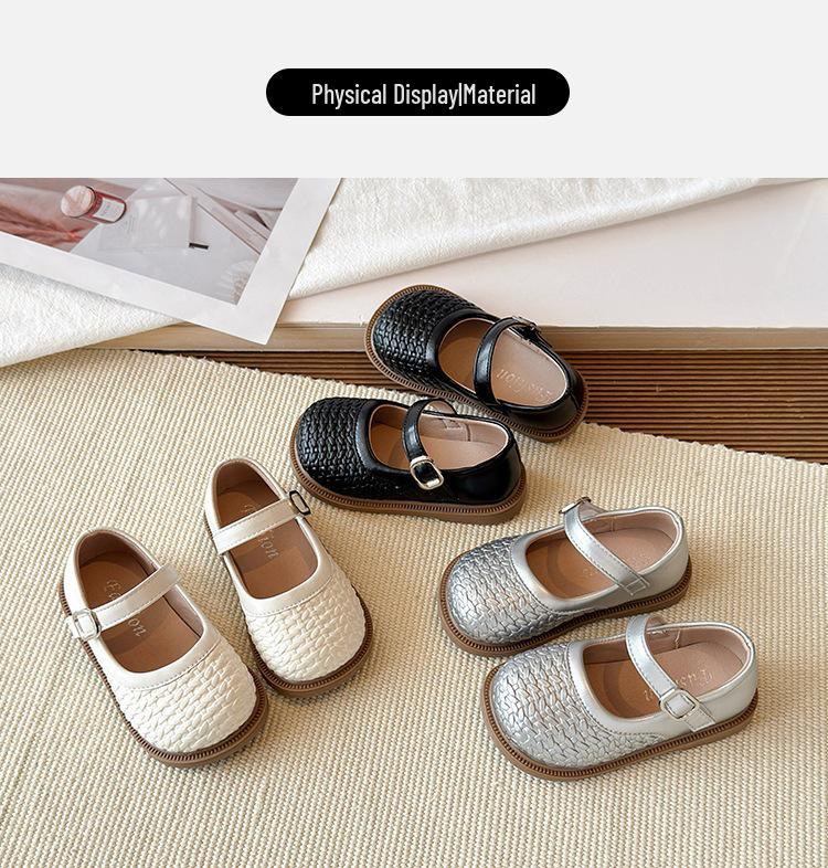 Girls' 2026 Spring/Autumn Leather Soft Sole Princess Loafers - Breathable, Closed-Toe Versatile Shoes