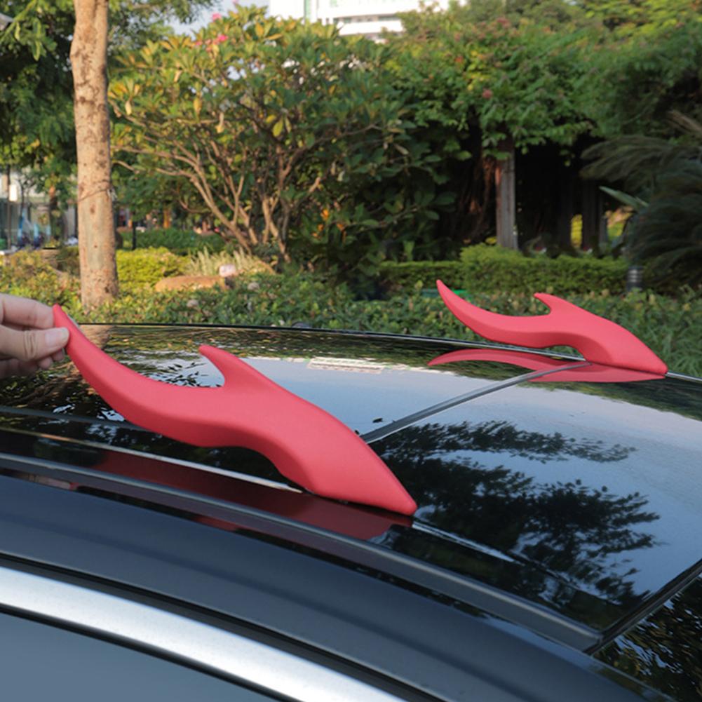 Car Roof Decoration Horns Sticker Auto 3D Dragon Horns Decoration Elasticity Silicone Horns Easy To Find Car In The Parking Lot