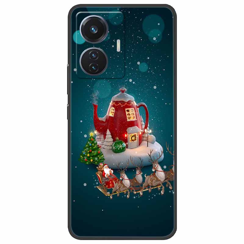 Christmas Case For Vivo T1 44W Soft Silicone Back Cover for Vivo T1 4G Snapdragon 680 Phone Case Cartoon V2153 VivoT1 4G Funda