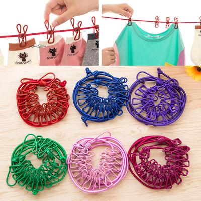 Portable Retractable Clothesline with 12 Clips Laundry Dryer Outdoor Clothes Rope Drying Rack Hanging Line for Clothes
