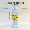1PC Sunflower Yellow Flower Heart Print 750ml Color Plastic Sports Water Bottle Leakproof Flip Straw Lid Suitable for Sports Office Home Use