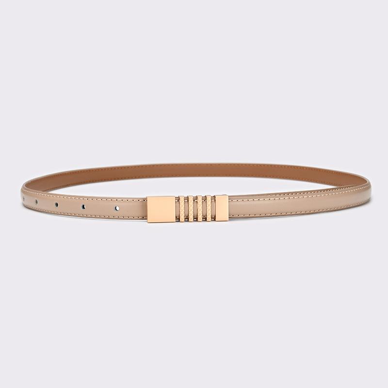 Small Belt Women's Jeans Belt Simple and Versatile Thin Belt Decorative Retro Gold Buckle Small Leather Belt Fashionable and Versatile