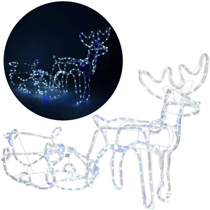 Renne LED avec traîneau - SPRINGOS - 288 LED - 210 cm - Blanc froid - IP44