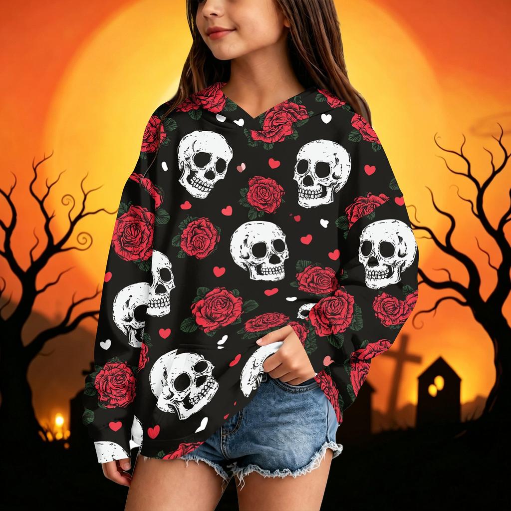 Kids Halloween Casual Printed Hoodie for Boys and Girls