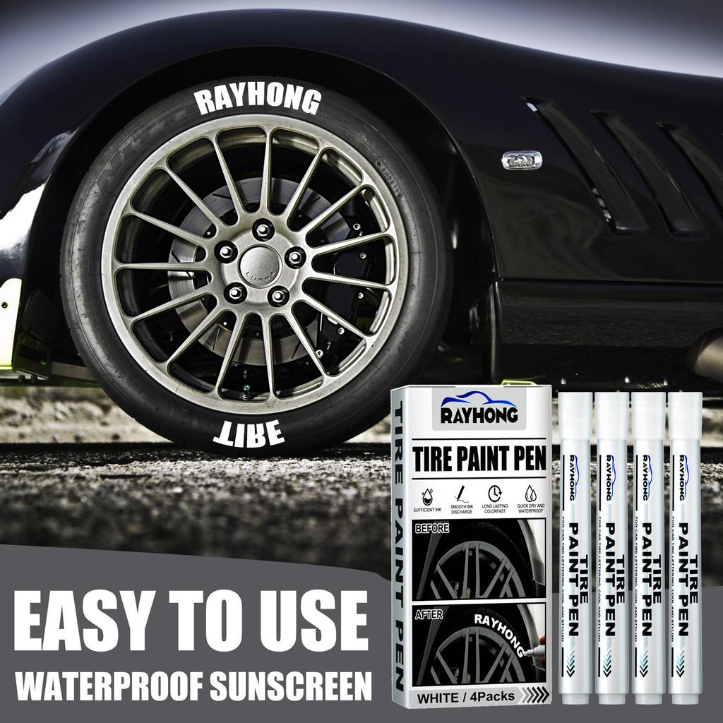 4er-Pack Reifenmalstift Auto Reifen Buchstabenstift Dekoration Modifikationszubehör Graffiti Nachzeichnen Reifenmarkierungsstift