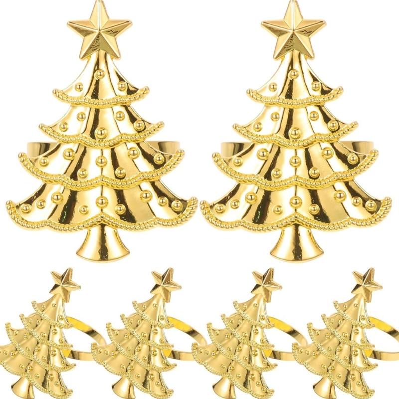 Iron Christmas Tree Napkin Rings Decorative Tableware Accessories For Seasonal Celebration Desktop Decoration