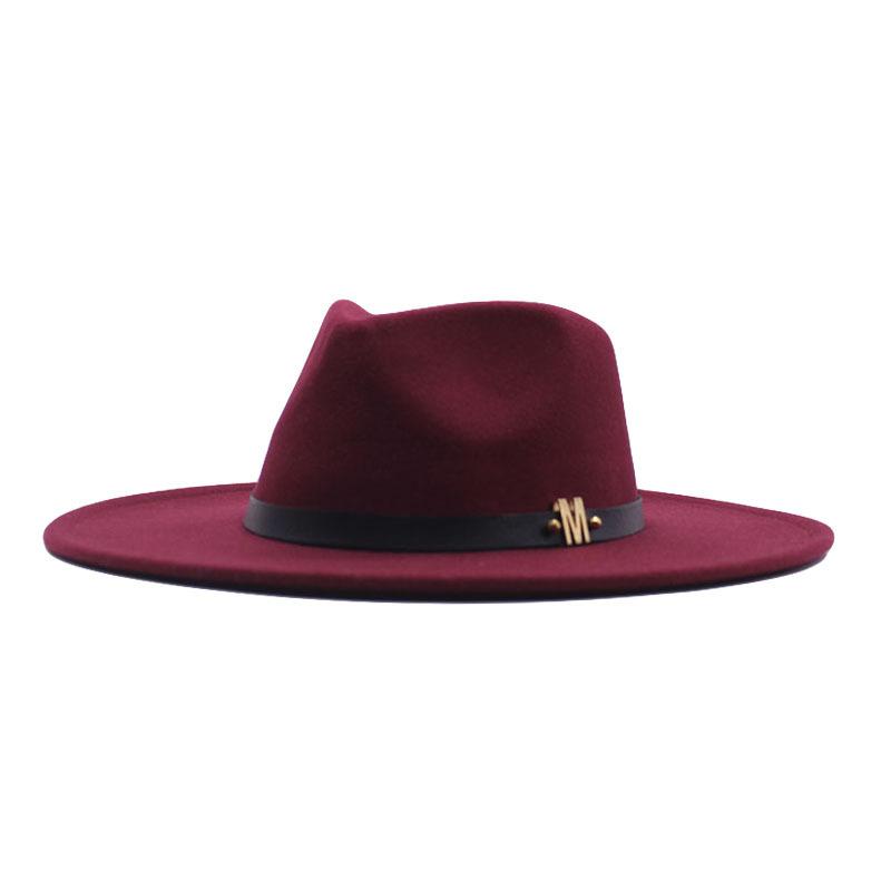 Europe, America, Autumn and Winter New M Standard Big Eaves Peach Heart Concave Convex Top Fashion Flat Top Hat Women's Woolen Jazz Hat
